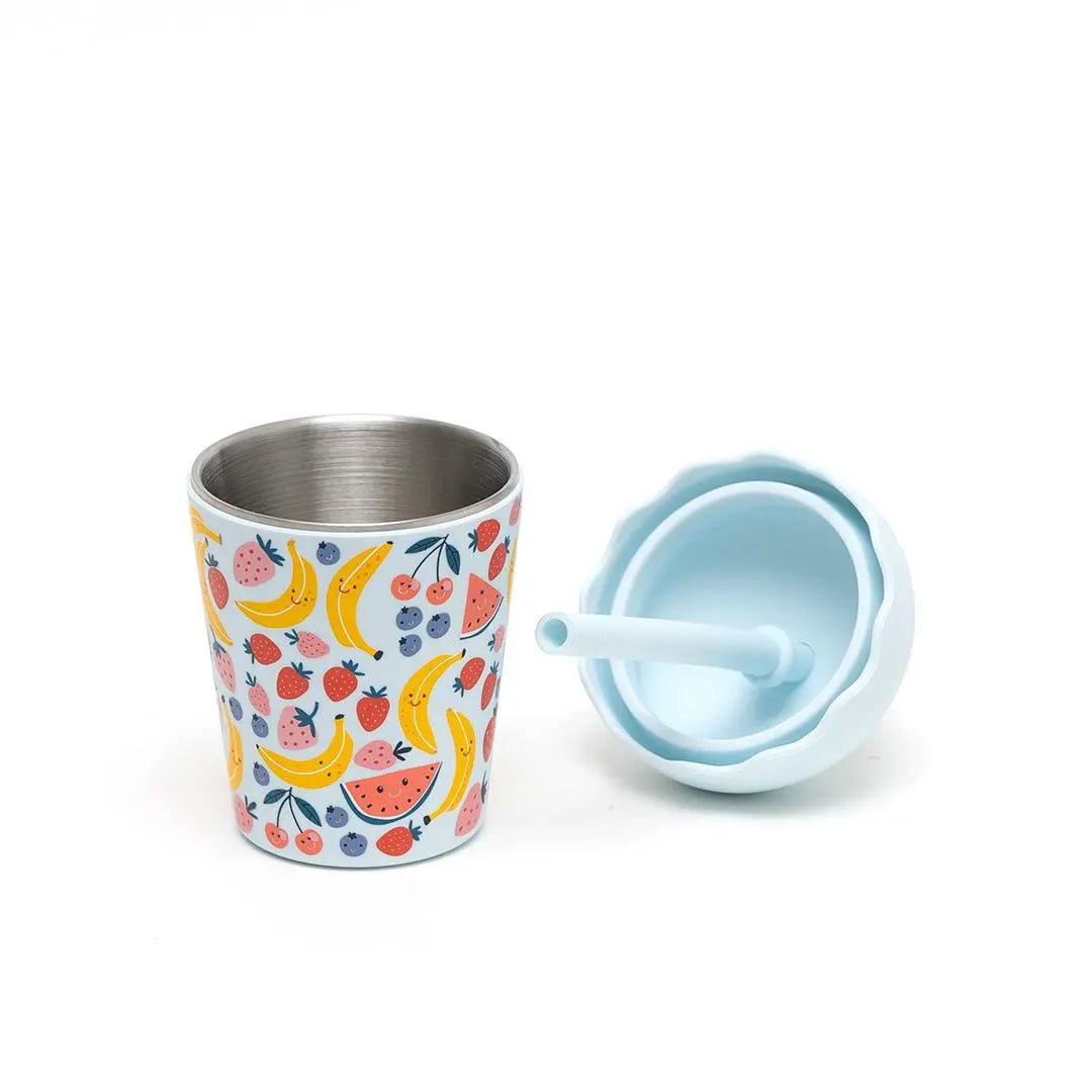 200ml stainless steel blue happy fruit smoothie cup