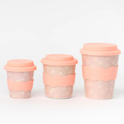 range of daisy print babychino cups 4oz 8oz 12oz adult