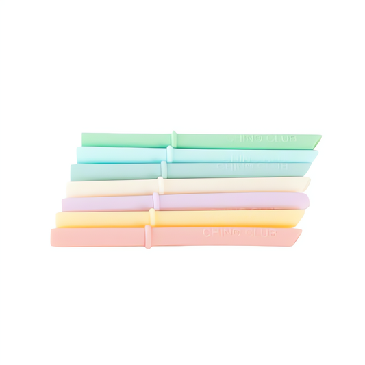 pastel coloured silicone straws for babychino cup