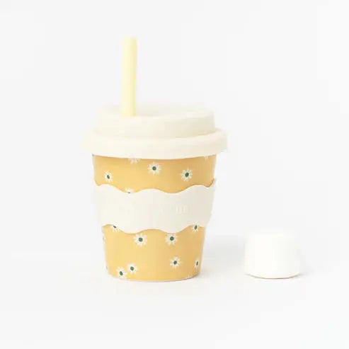 yellow daisy babychino cup with straw