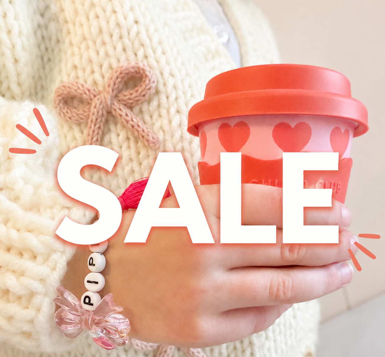 heart babychin cup with SALE words 
