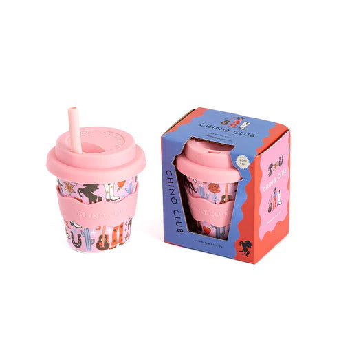 4oz cowgirl babyccino cup in gift box with silicone straw