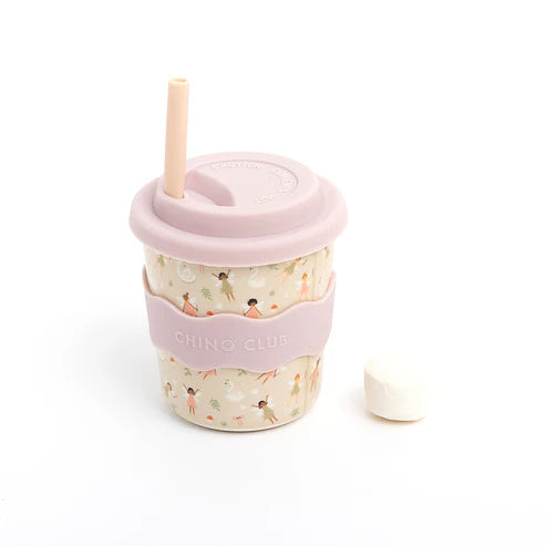 8oz fairy toddler cup pink with straw