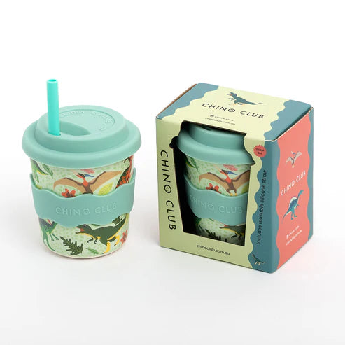 dinosaur cup in gift box with straw