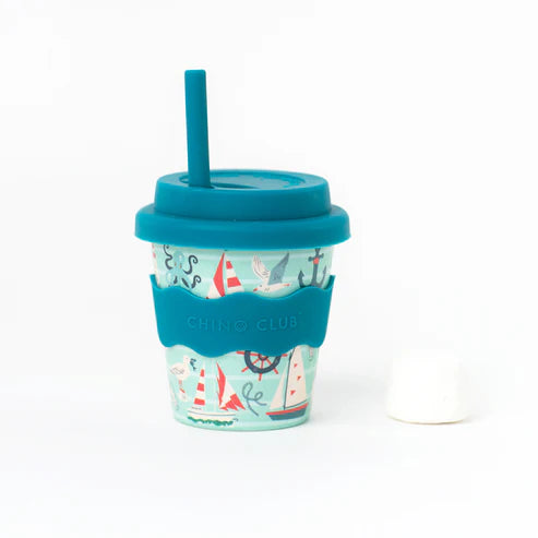 Nautical babychino cup with blue straw