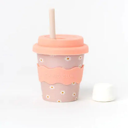 babychino cup pink daisy with straw