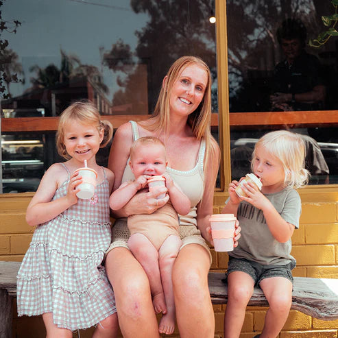 family with daisy babychino cups