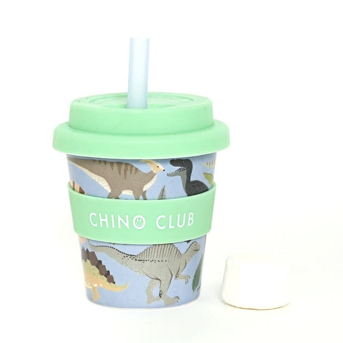 Dinosaur design 120ml babychino cup with lid and straw