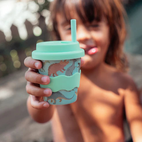 Aqua dinosaur babychino cup with straw