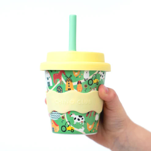 Farm babyccino cup with lid and straw