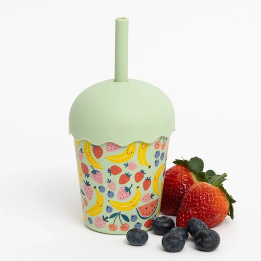 Green Happy Fruits Mini Toddler Smoothie Cup & Straw 200ml (Sale due to damaged box)