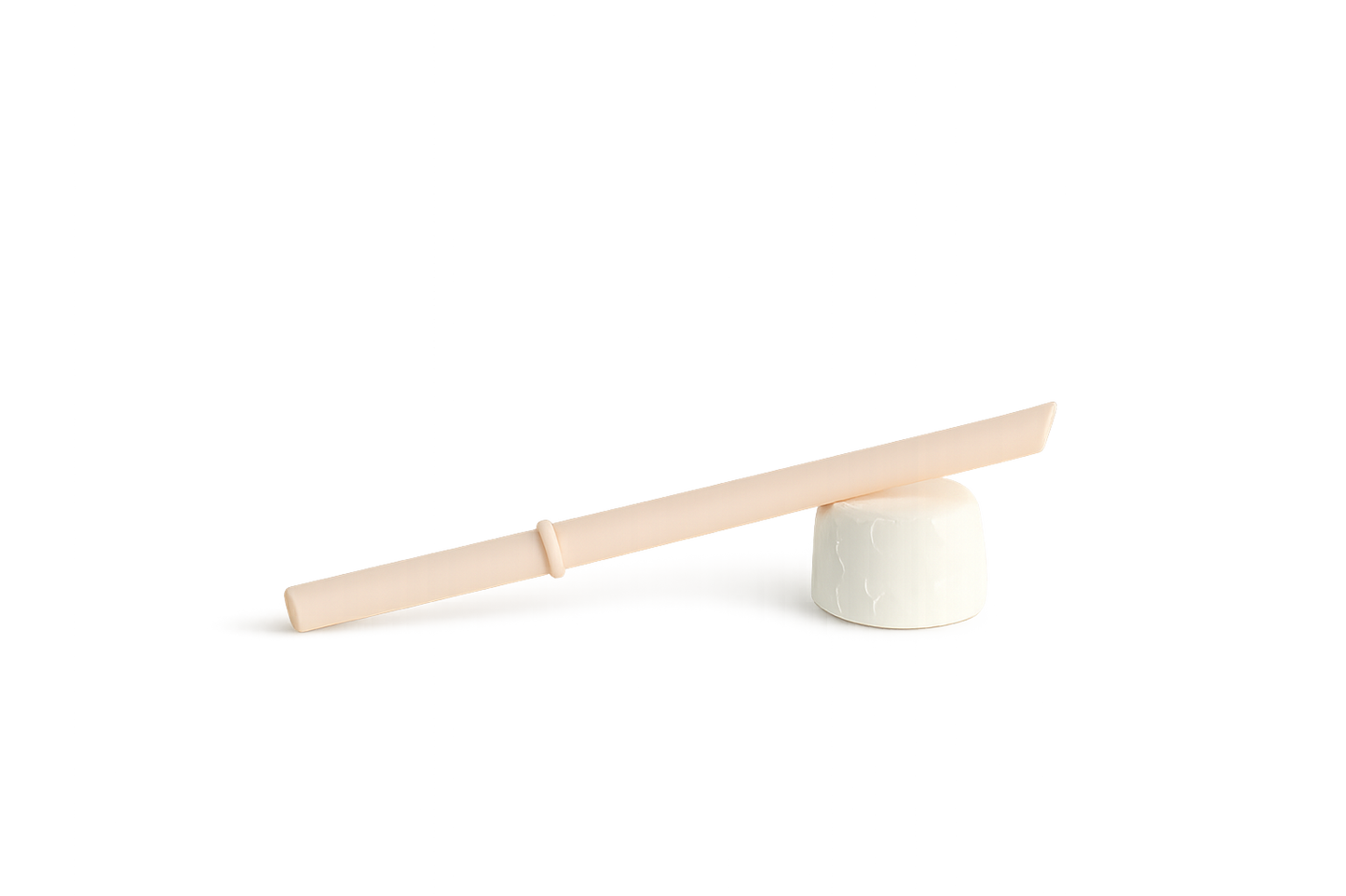 Beige silicone replacement straw with built-in stopper for CHINO CLUB 8oz reusable kids' cup, isolated on a transparent background.