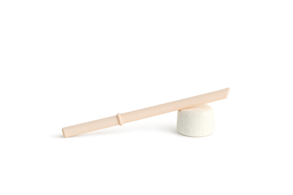 Beige silicone replacement straw with built-in stopper for CHINO CLUB 8oz reusable kids' cup, isolated on a transparent background.