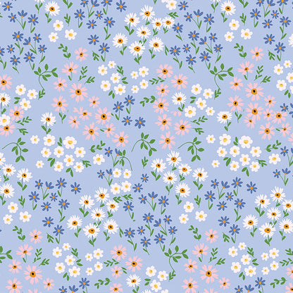 Pattern of small flowers on a blue background