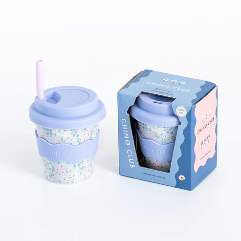 Daisy blue floral babychino cup in gift box for baby and toddlers