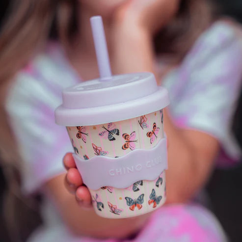 butterfly babyccino cup with wave band and straw