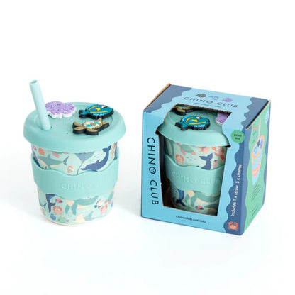 8oz cup with ocean theme, charms and easy-grip band in gift box