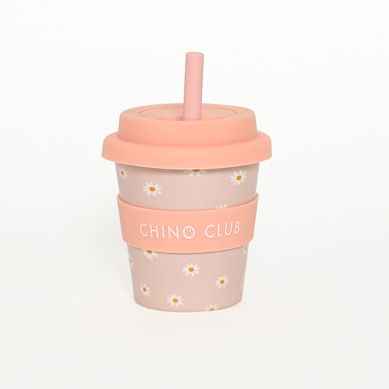 A pink daisy print babychino cup - the perfect childrens Chino cup