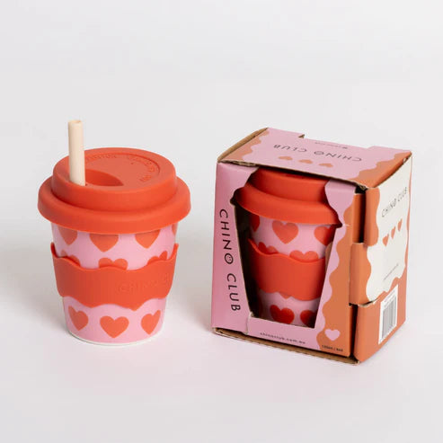 heart babychino cup in gift box with straw love