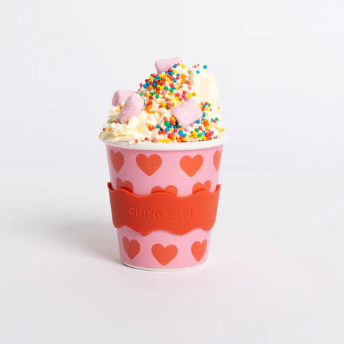 love heart babyccino cup heart design with cream and sprinkles