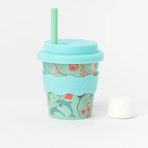 ocean blue babychino cup with straw