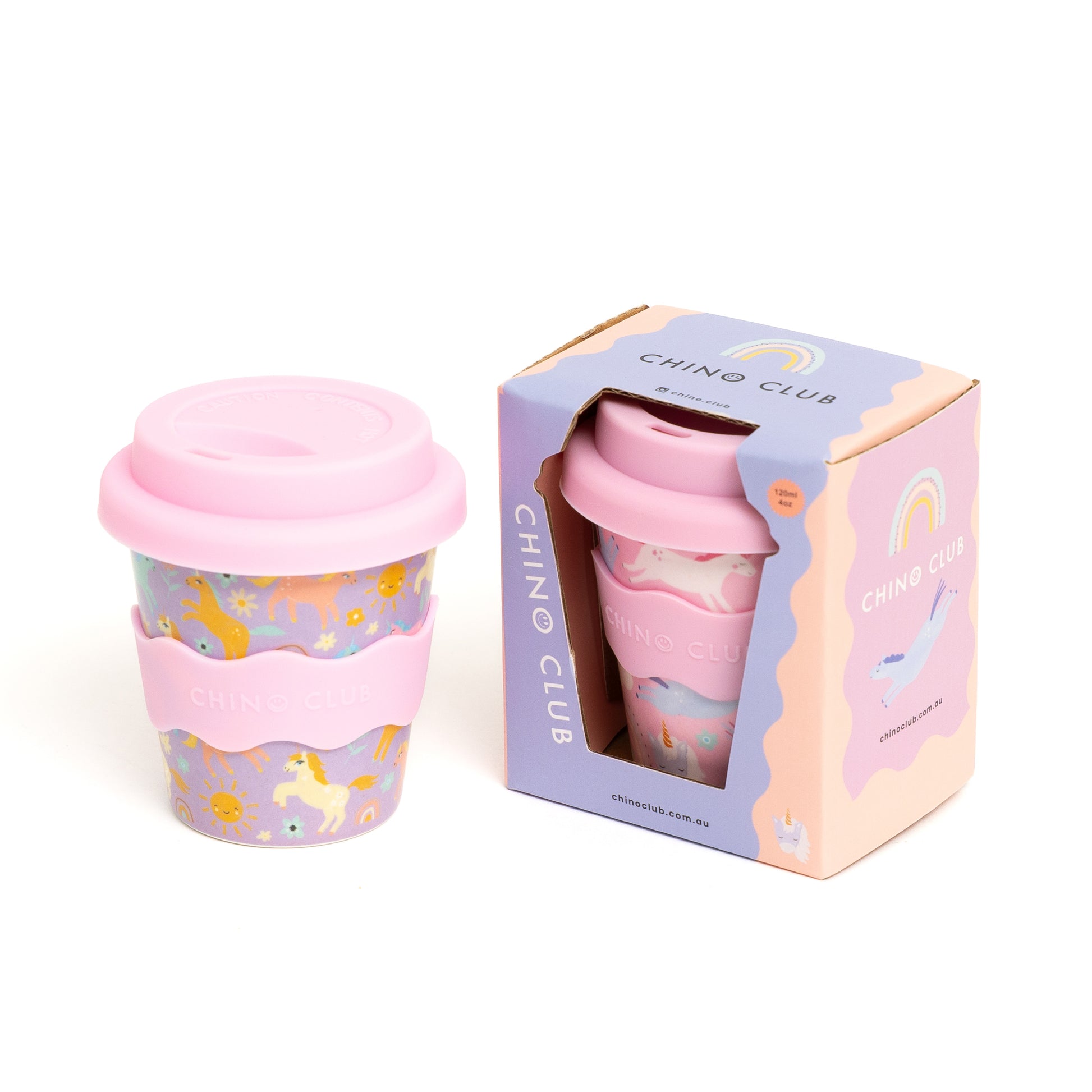 unicorn babyccino cup with lid in gift box