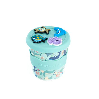 Sea Creatures Charm Cup for kids with ocean illustrations and spill-resistant lid