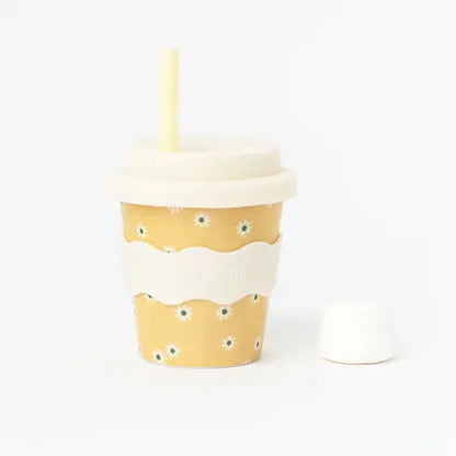 yellow daisy babychino cup with straw